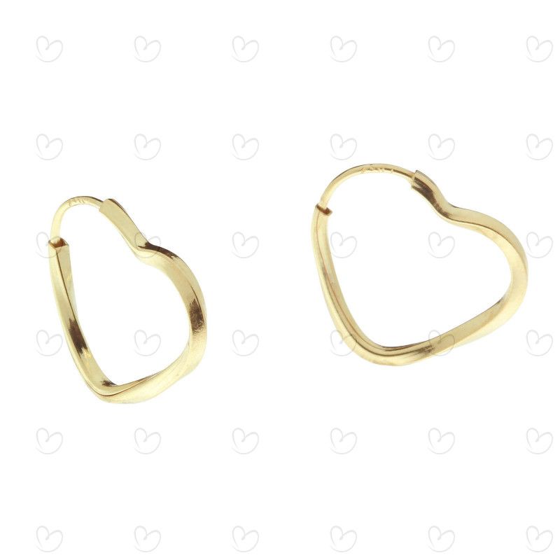 Brinco Argola Coração Torcido 1,35cm Ouro 18k