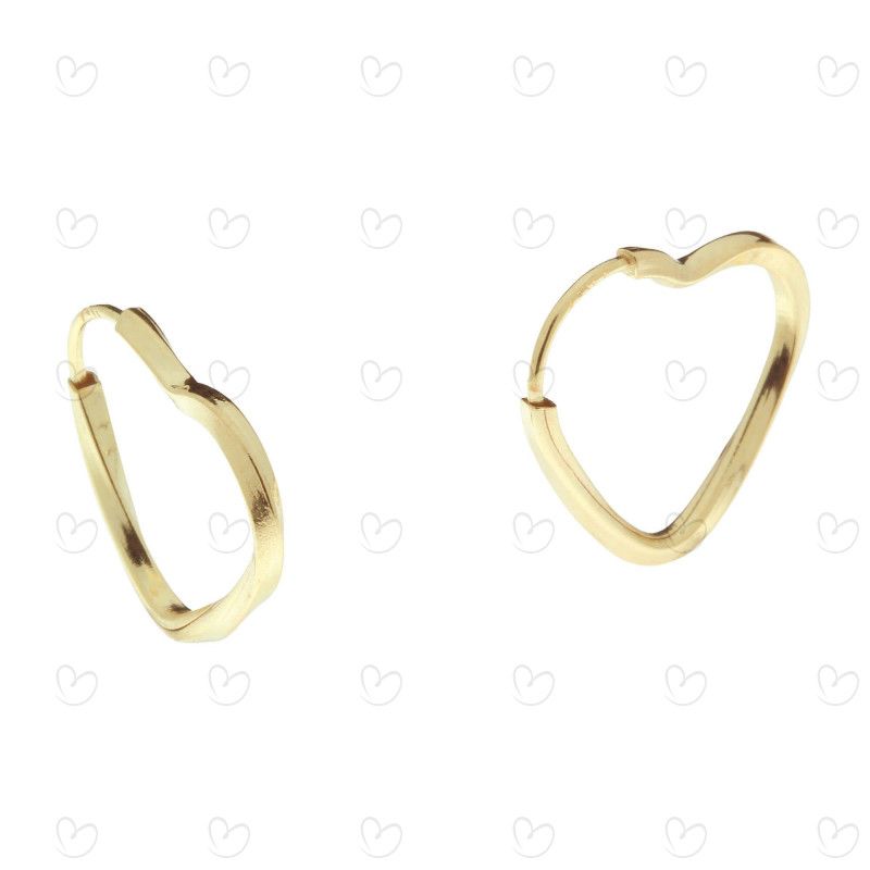 Brinco Argola Coração Torcido 1,35cm Ouro 18k