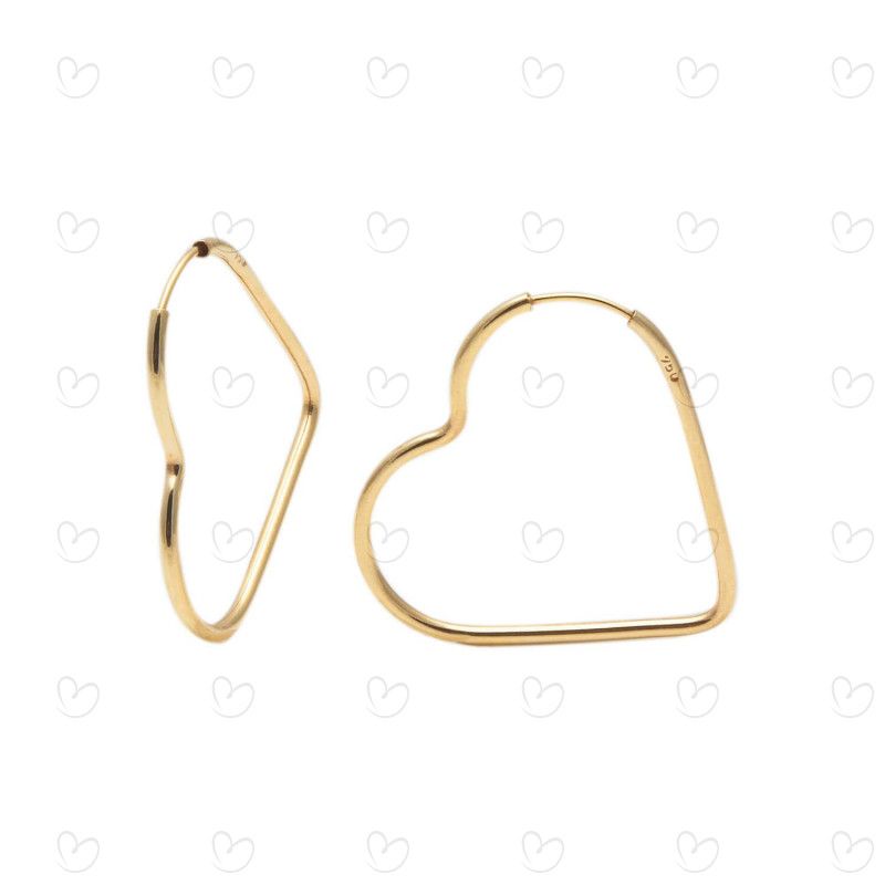 Brinco Argola Coração 2.4cm x 2.4cm Ouro 18k