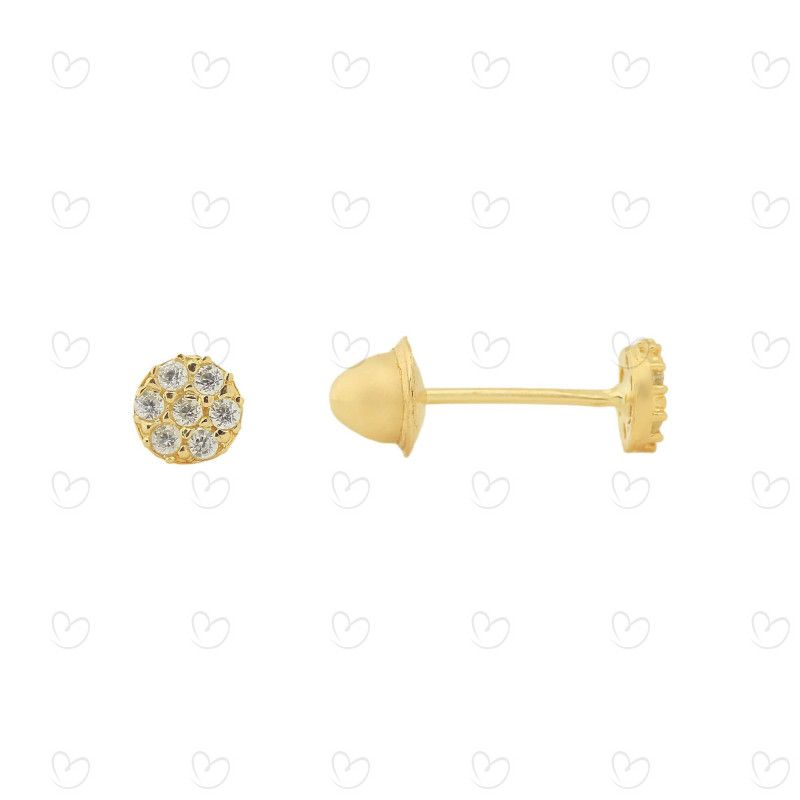 Brinco Baby Redondo Branco Ouro 18k