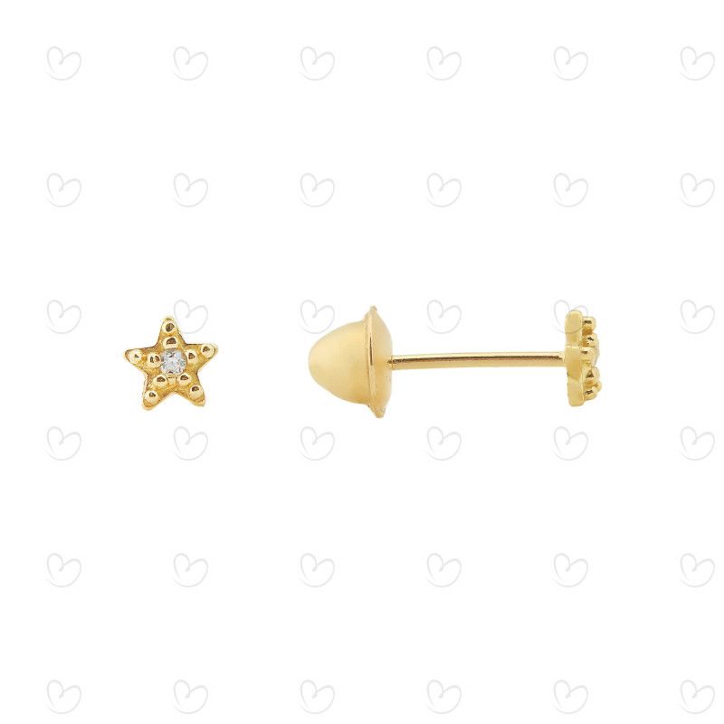 Brinco Baby Estrela Branco Ouro 18k