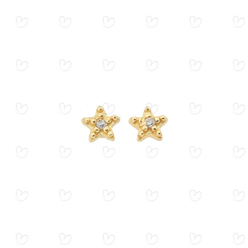 Brinco Baby Estrela Branco Ouro 18k