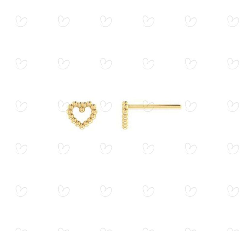 Brinco Coração de Bolinha Pequeno Ouro 18k