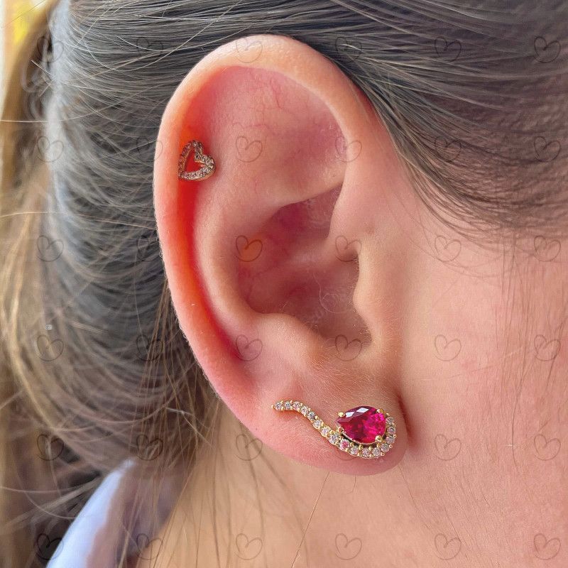 Brinco Ear Cuff Gota Ouro 18k