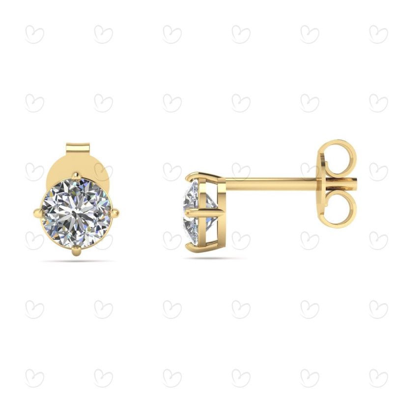 Brinco Solitário com Pedra Natural 5mm Ouro 18k