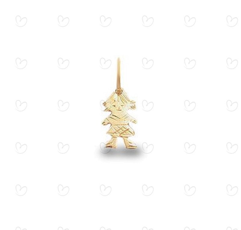 Pingente Menina Diamantada Mini Ouro 18k