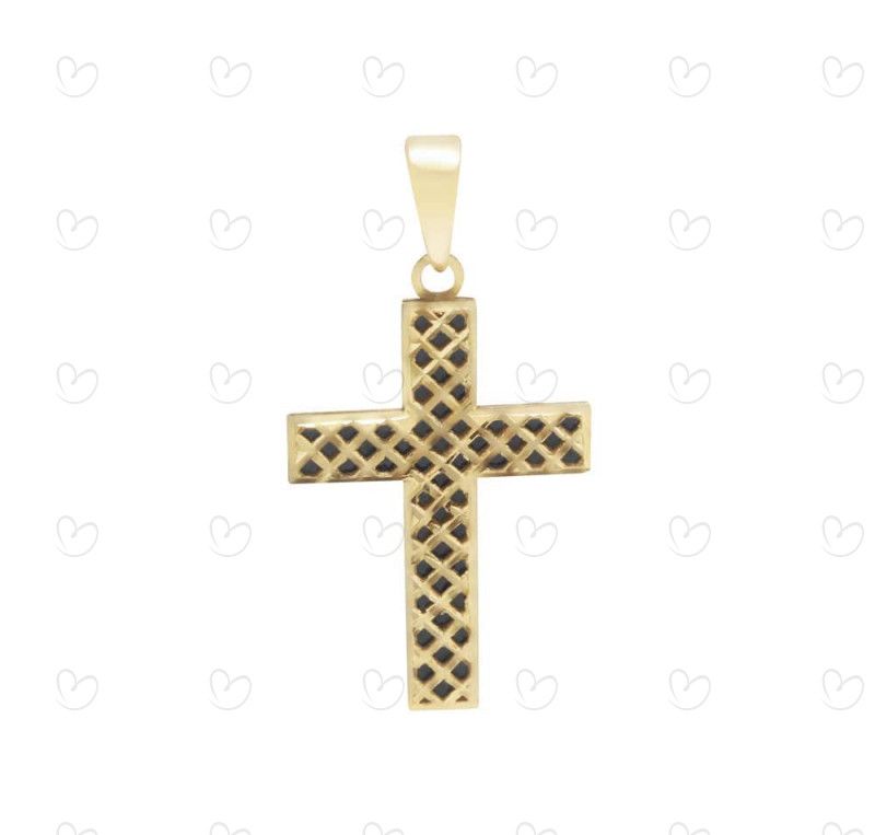 Pingente Cruz com Resina Ouro 18k