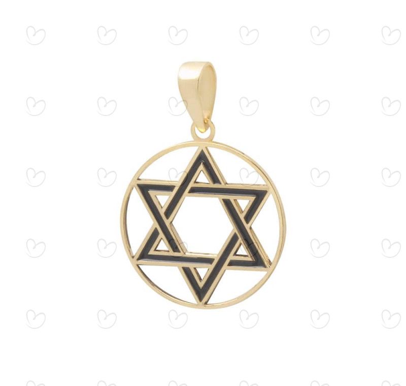 Pingente Estrela de Davi com Resina Ouro 18k