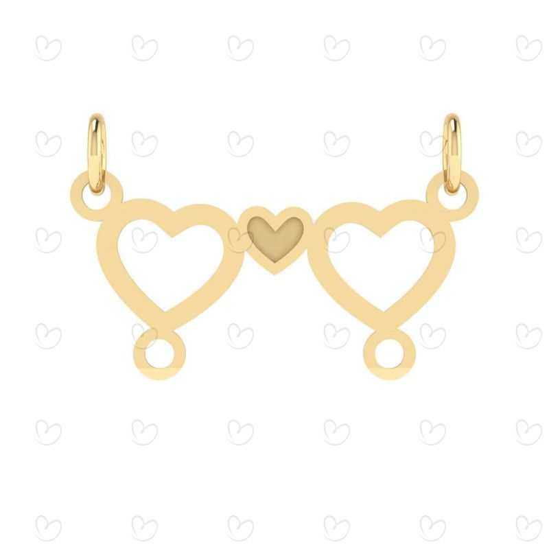 Pingente Canga Dupla Corações Ouro 18k
