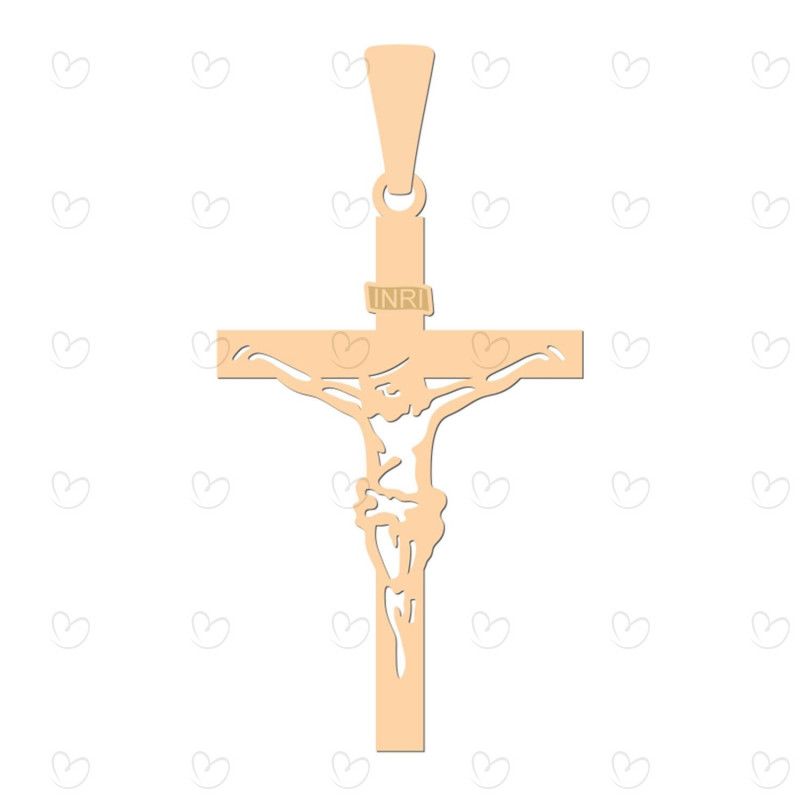 Pingente Crucifixo Jesus Vazado Ouro 18k