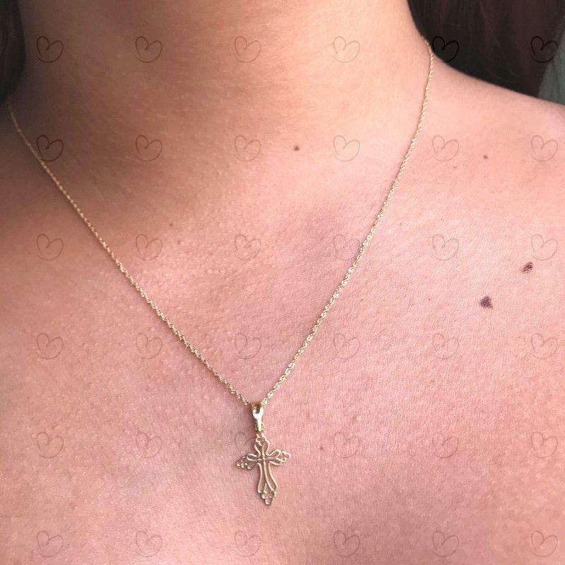 Pingente Cruz Vazada Ouro 18k