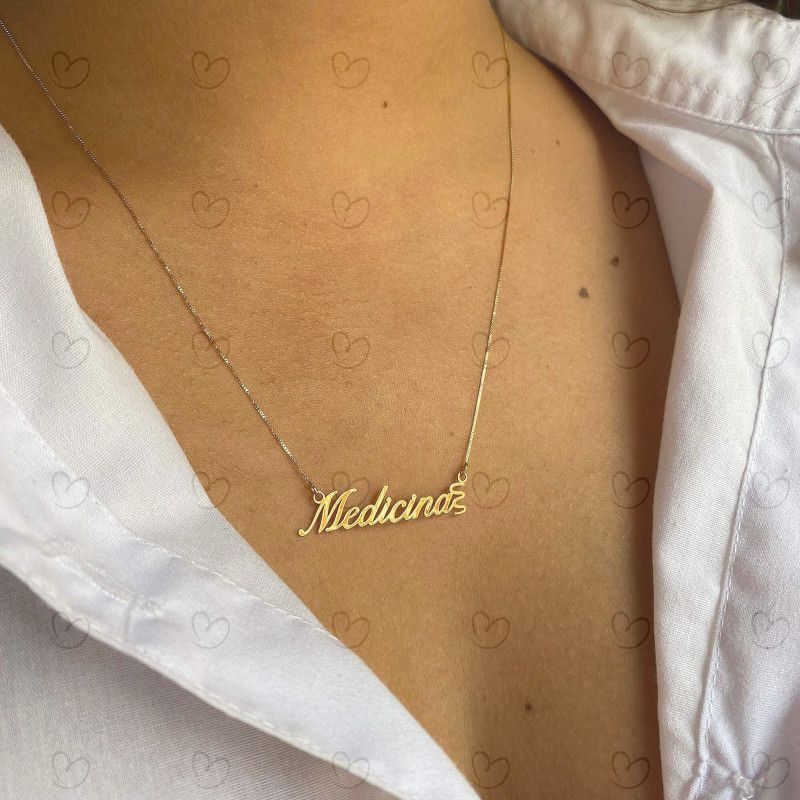 Gargantilha Medicina Símbolo Ouro 18k