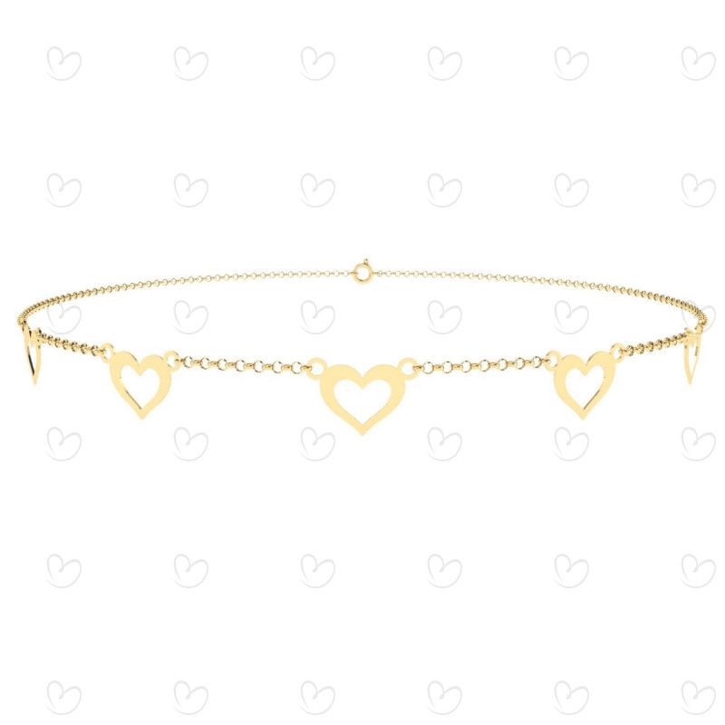Choker Bailarina Corações Ouro 18k