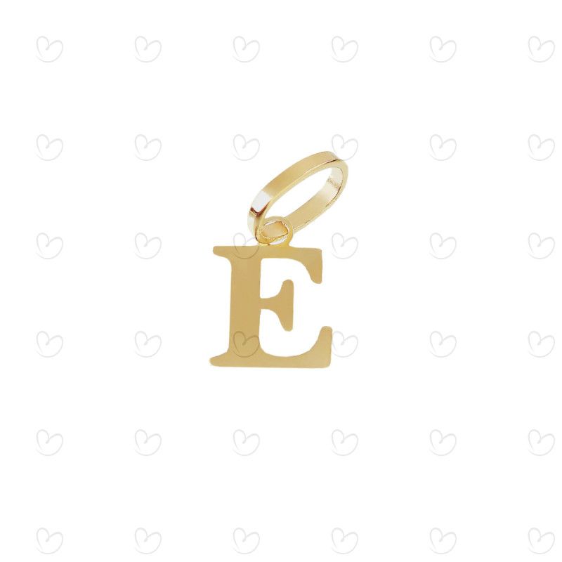 Pingente Letra E Pequena Ouro 18k