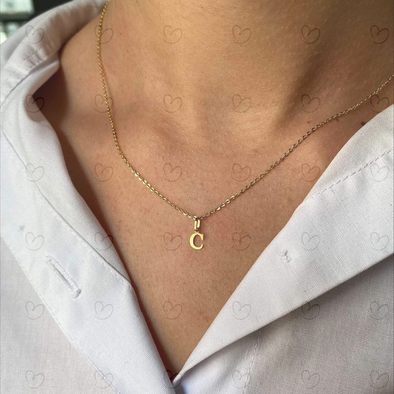 Pingente Letra C Pequena Ouro 18k