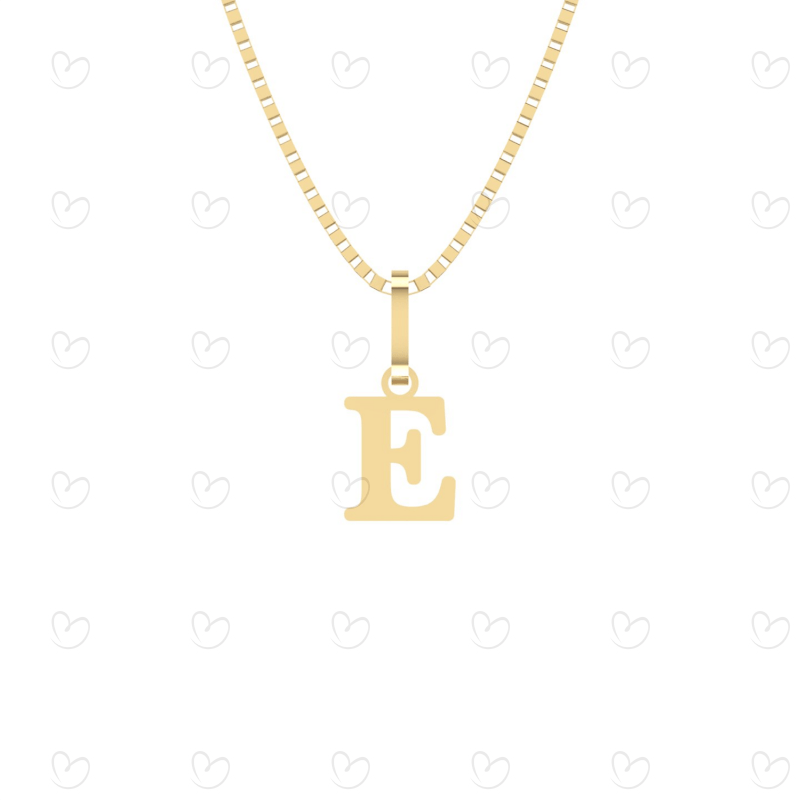 Pingente Letra E Pequena Ouro 18k