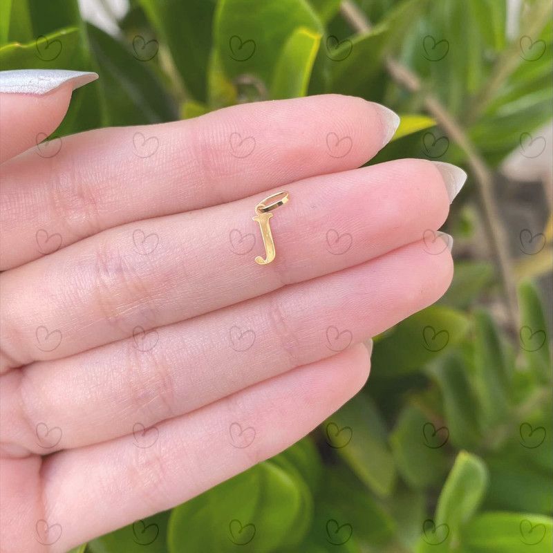 Pingente Letra J Pequena Ouro 18k