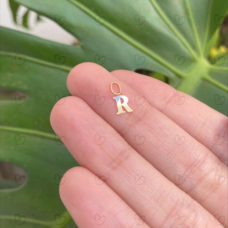 Pingente Letra R Pequena Ouro 18k