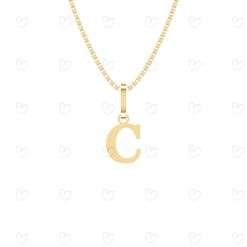 Pingente Letra C Pequena Ouro 18k