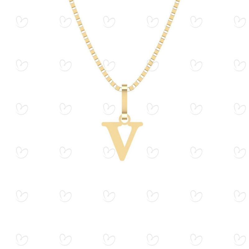 Pingente Letra V Pequena Ouro 18k