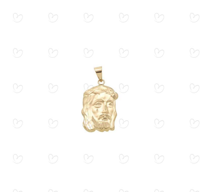 Pingente Face de Cristo 18mm x 12mm Ouro 18k