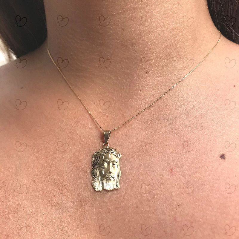 Pingente Face de Cristo 23mm x 16mm Ouro 18k