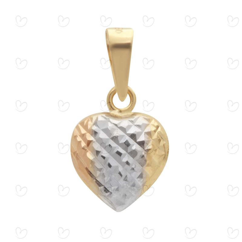 Pingente Coração Tricolor Diamantado Ouro 18k