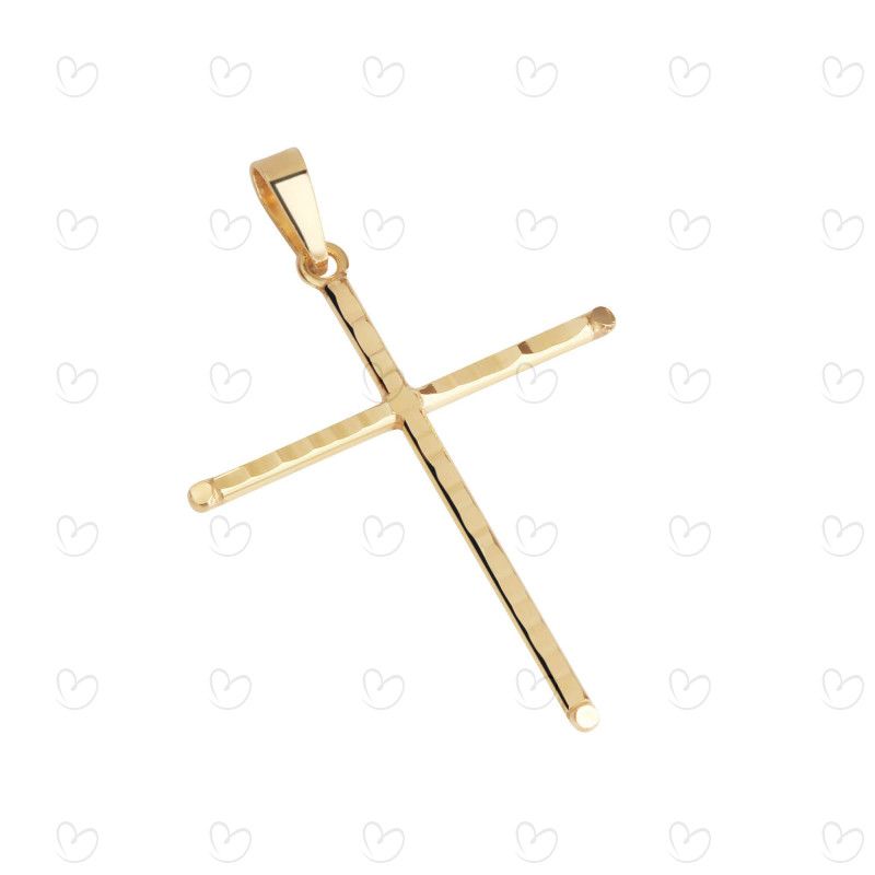 Pingente Cruz 21mm x 28mm Diamantada Ouro 18k
