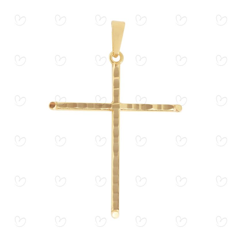 Pingente Cruz 21mm x 28mm Diamantada Ouro 18k