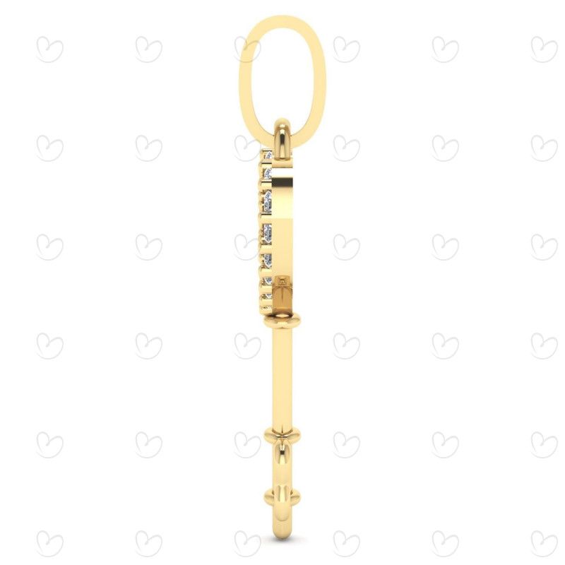 Pingente Chave com Coração Ouro 18k