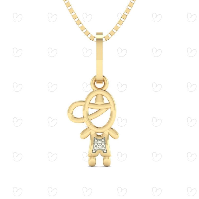 Pingente Menino de Boné e Roupa Branca Ouro 18k
