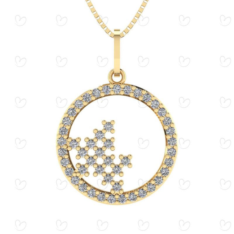 Pingente Redondo com Pedras de Zircônias Cravejadas Ouro 18k