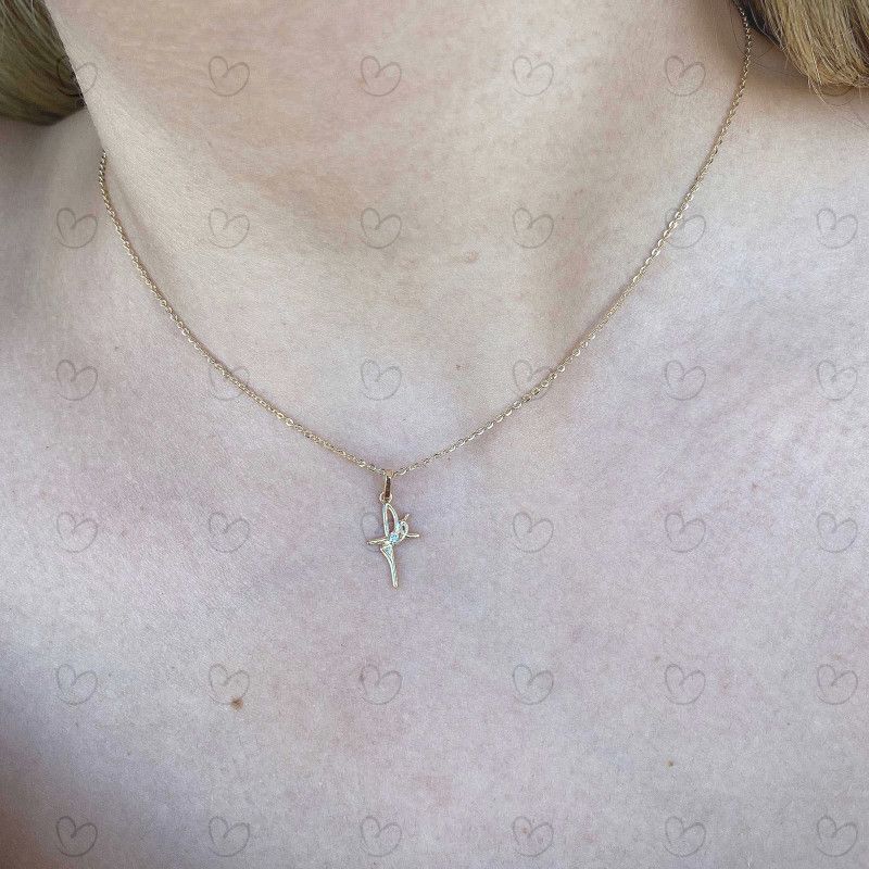 Pingente Fé com Zircônia Ouro 18k