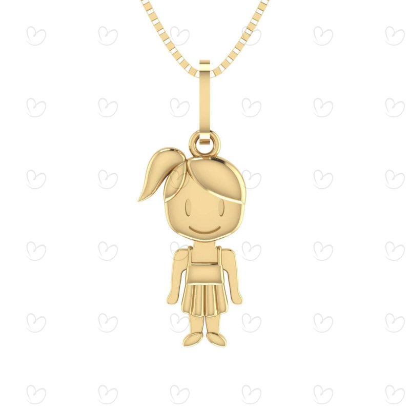 Pingente Liso Menina Ouro 18k