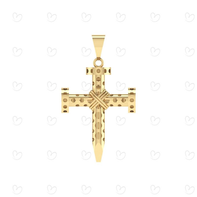 Pingente Cruz Prego Oco Ouro 18k