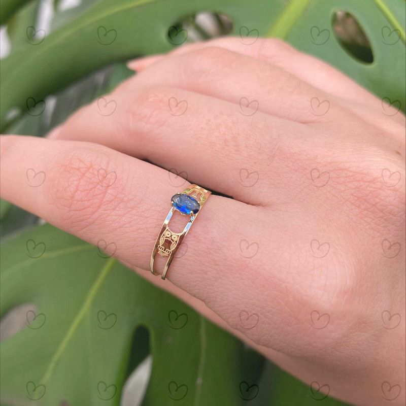 Anel Formatura Aro Duplo Oval Psicologia Ouro 18k