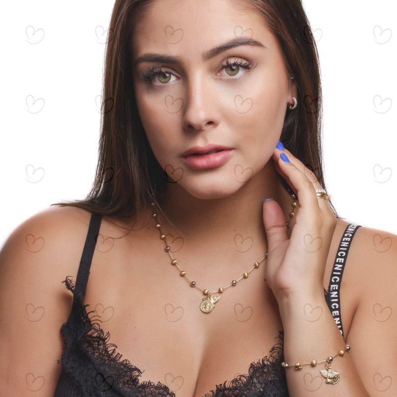 Gargantilha Desatadora de Nós Tricolor 5mm Ouro 18k