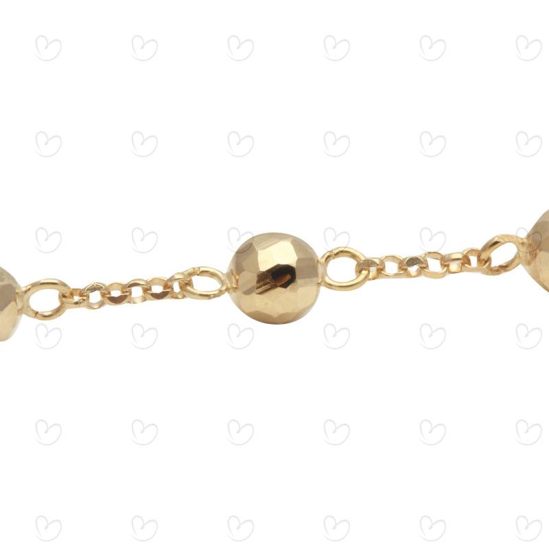 Pulseira Bola 7mm Diamantada 20cm Ouro 18k