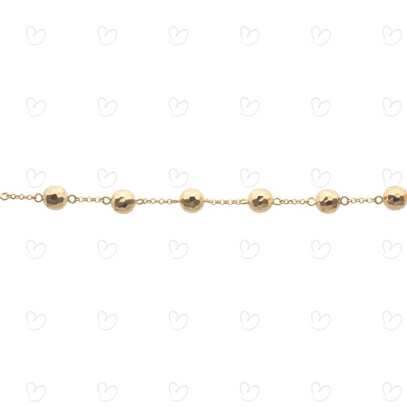 Pulseira Bola 7mm Diamantada 20cm Ouro 18k