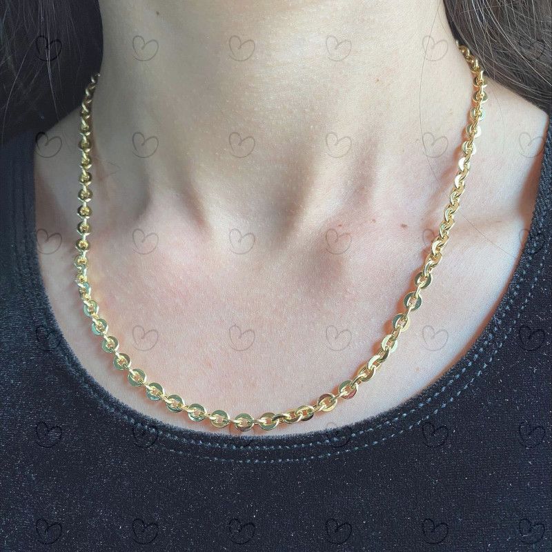 Corrente Malha Bailarina Grossa 45cm Ouro 18k