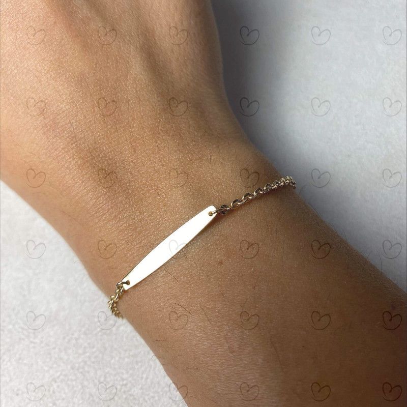Pulseira Plaquinha Infantil Bailarina Ouro 18k