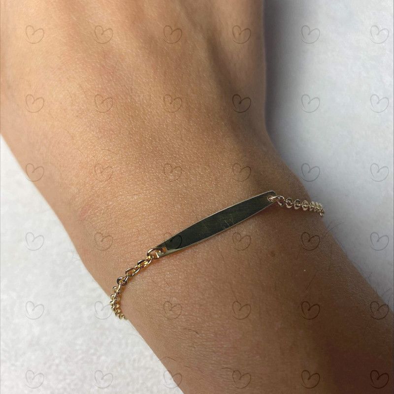Pulseira Plaquinha Infantil Bailarina Ouro 18k