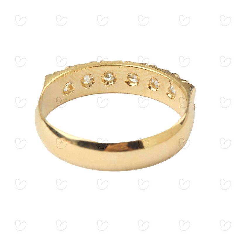 Anel Meia Aliança 6 Diamantes 11 pontos Ouro 18k