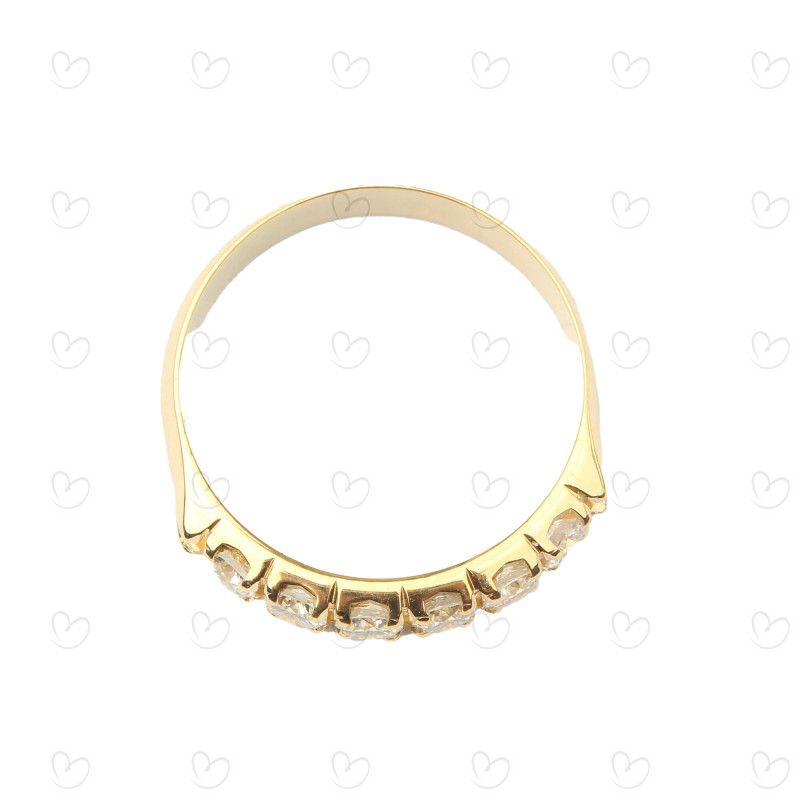 Anel Meia Aliança 6 Diamantes 11 pontos Ouro 18k