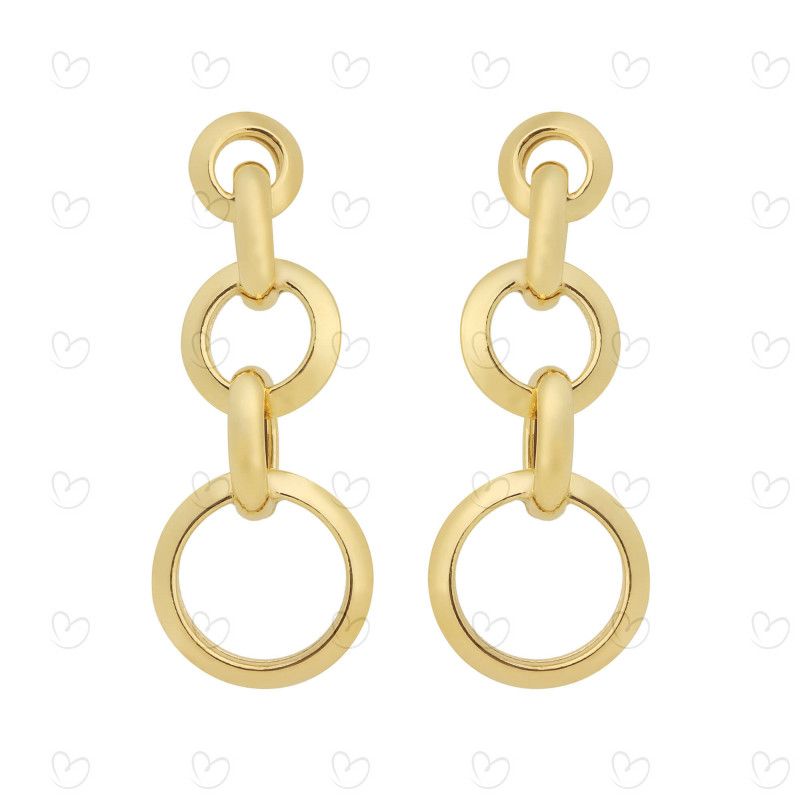 Brinco Elos Redondos Lisos em Ouro 18k