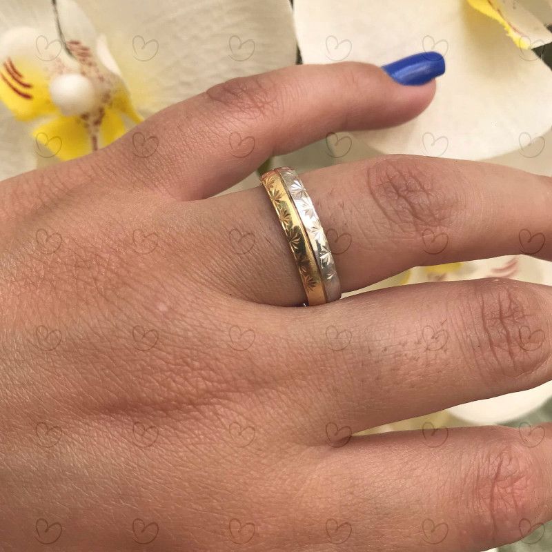 Aliança Comfort Bicolor Ouro 18k