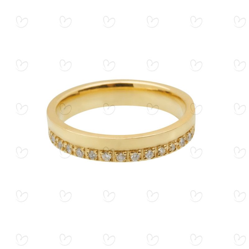 Aliança Quadrada 3.5mm Com Diamantes Ouro 18k