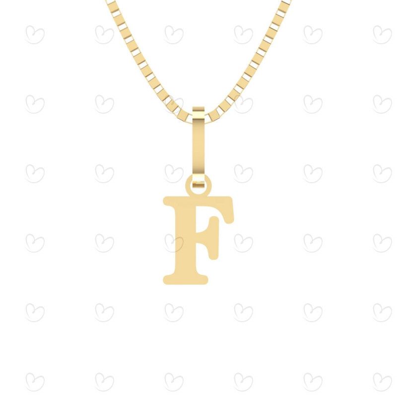 Pingente Letra F Pequena Ouro 18k