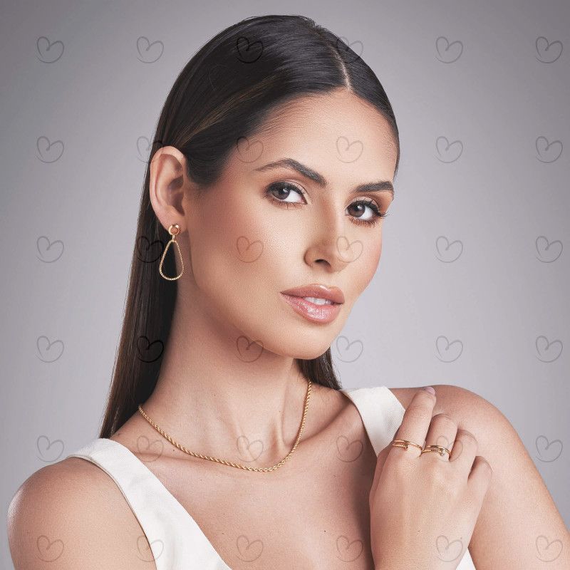 Anel Prego Cravejado Fininho Ouro 18k