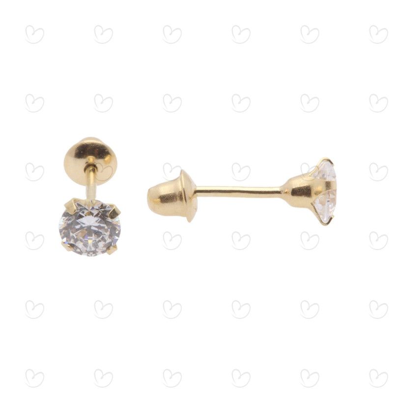 Brinco Baby Zircônia 3.5mm Ouro 18k